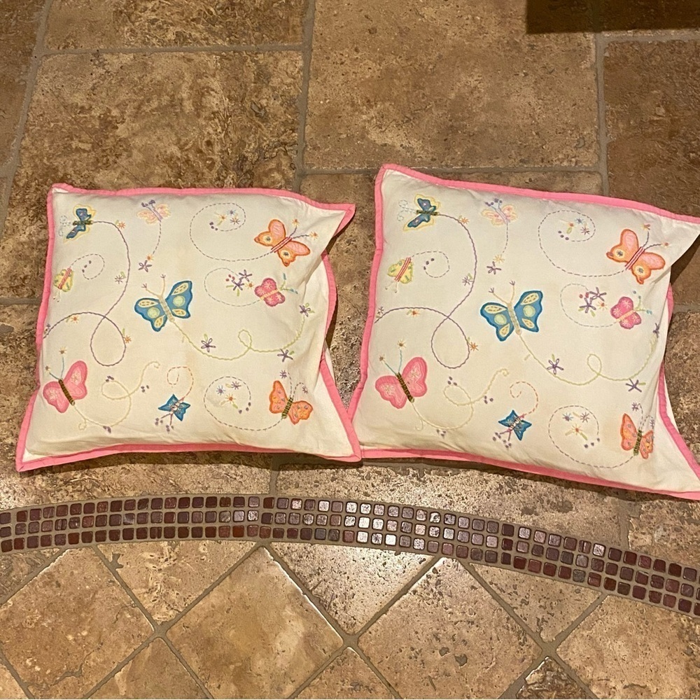 POTTERY BARN KIDS Floral 2 Pillow Set 16”x17”